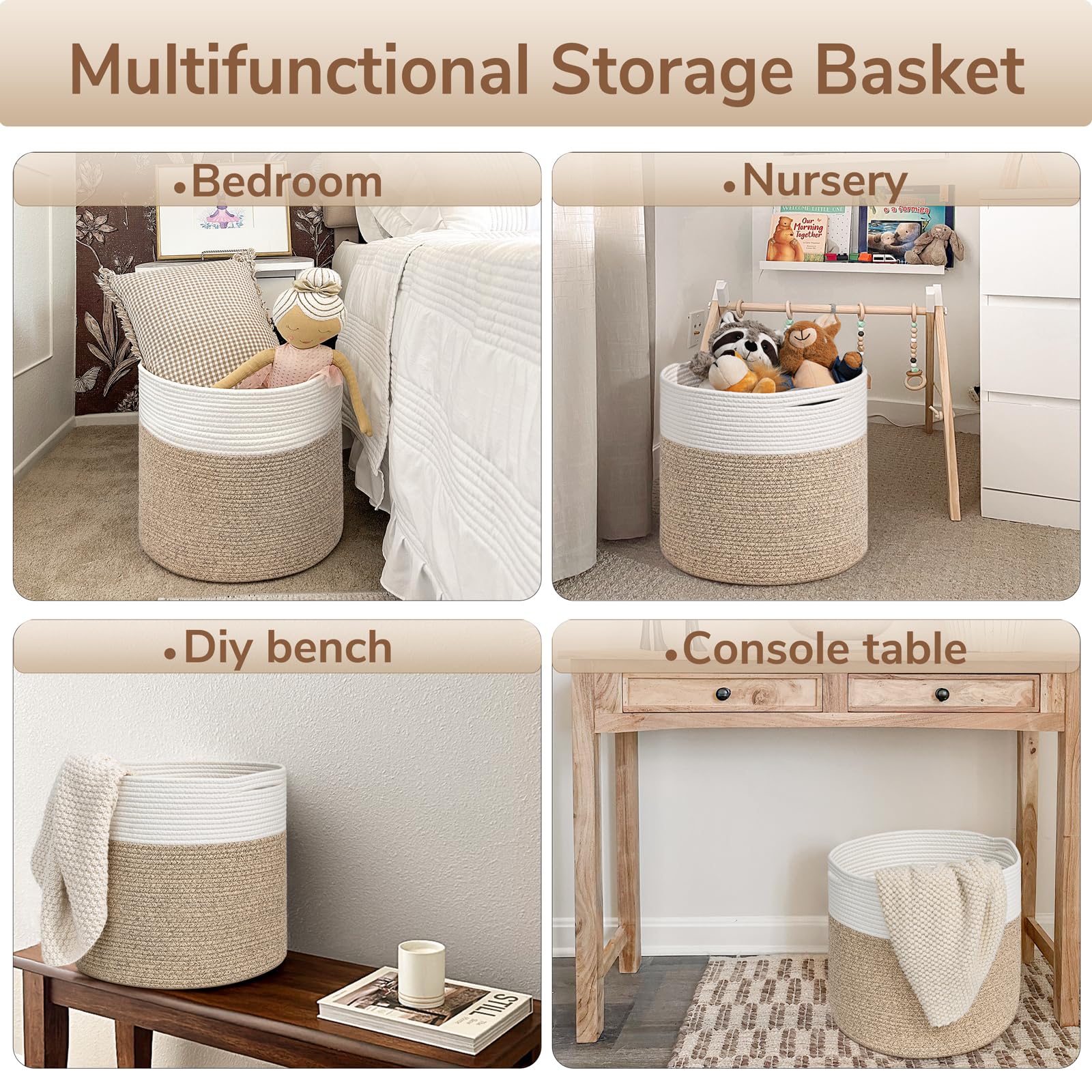 Goodpick blanket-storage basket in a living room, organizing throws and blankets.