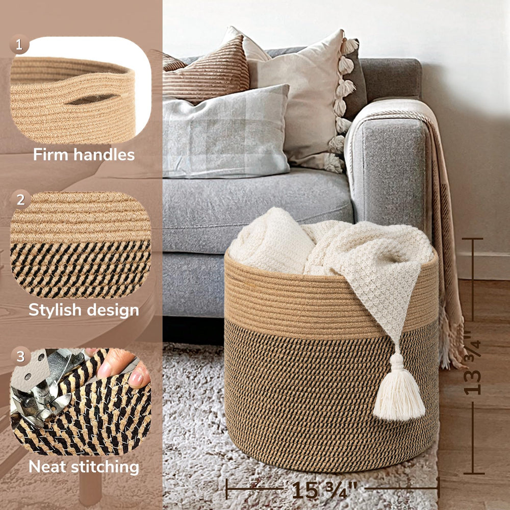 Goodpick cotton rope basket blankets storage shows neutral decor harmony