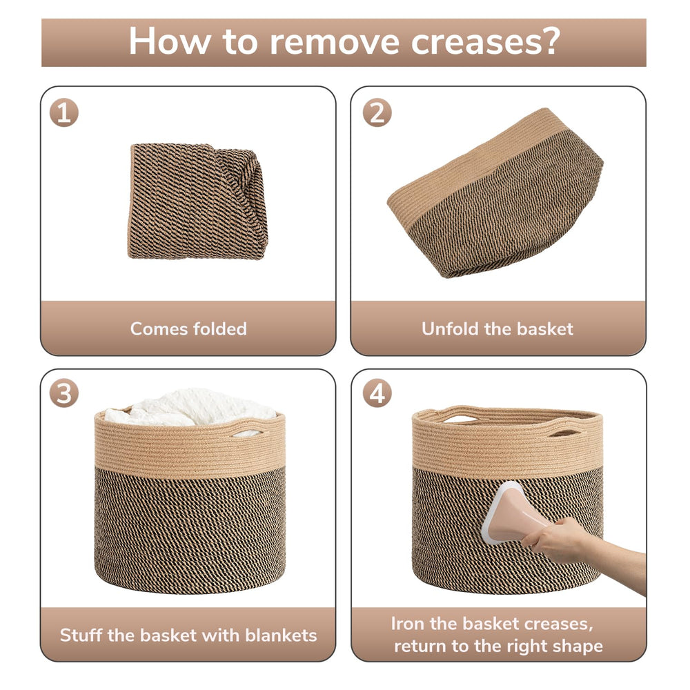 Goodpick cotton rope basket handles design makes moving between rooms easy