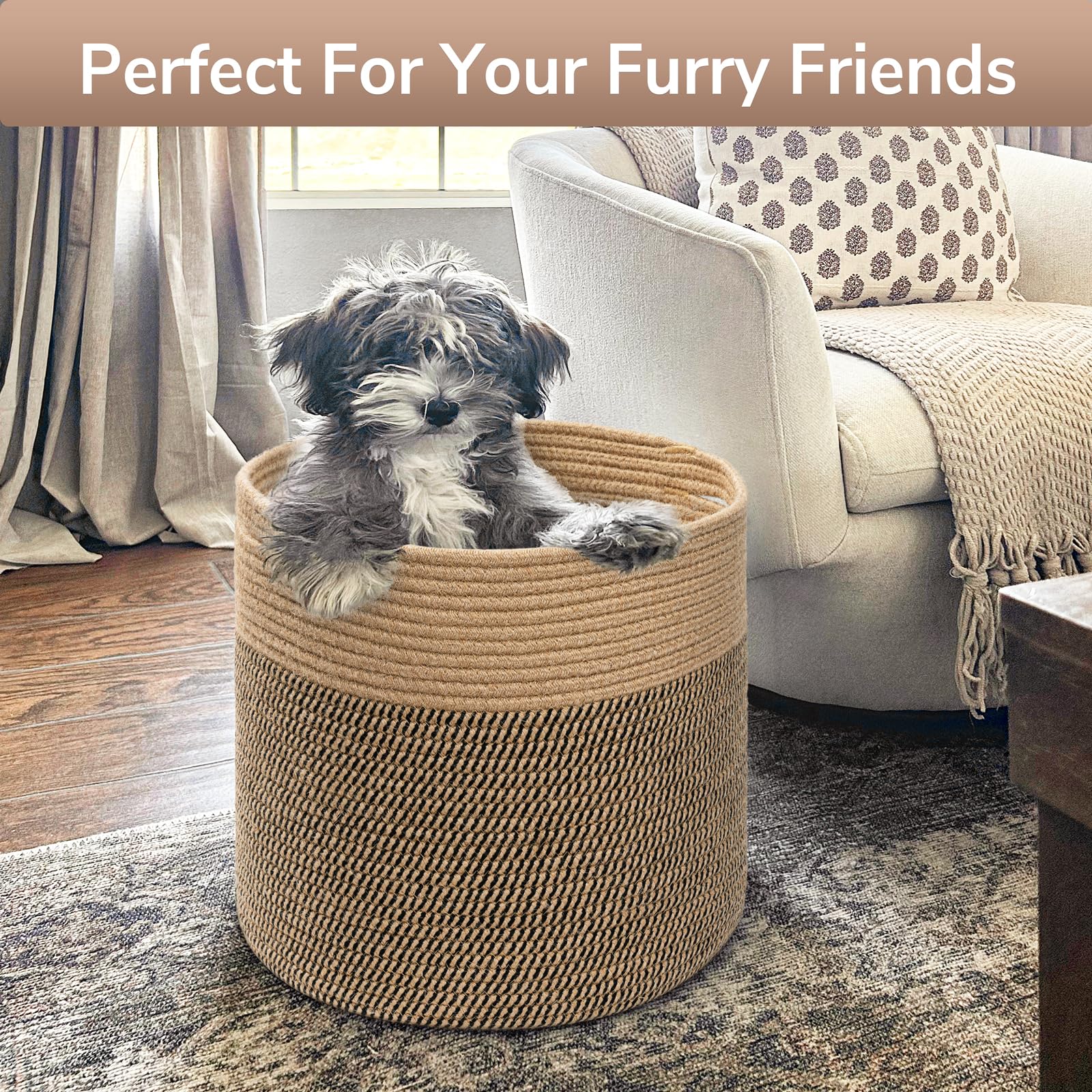 Goodpick cotton rope basket laundry bin offers large capacity for linens