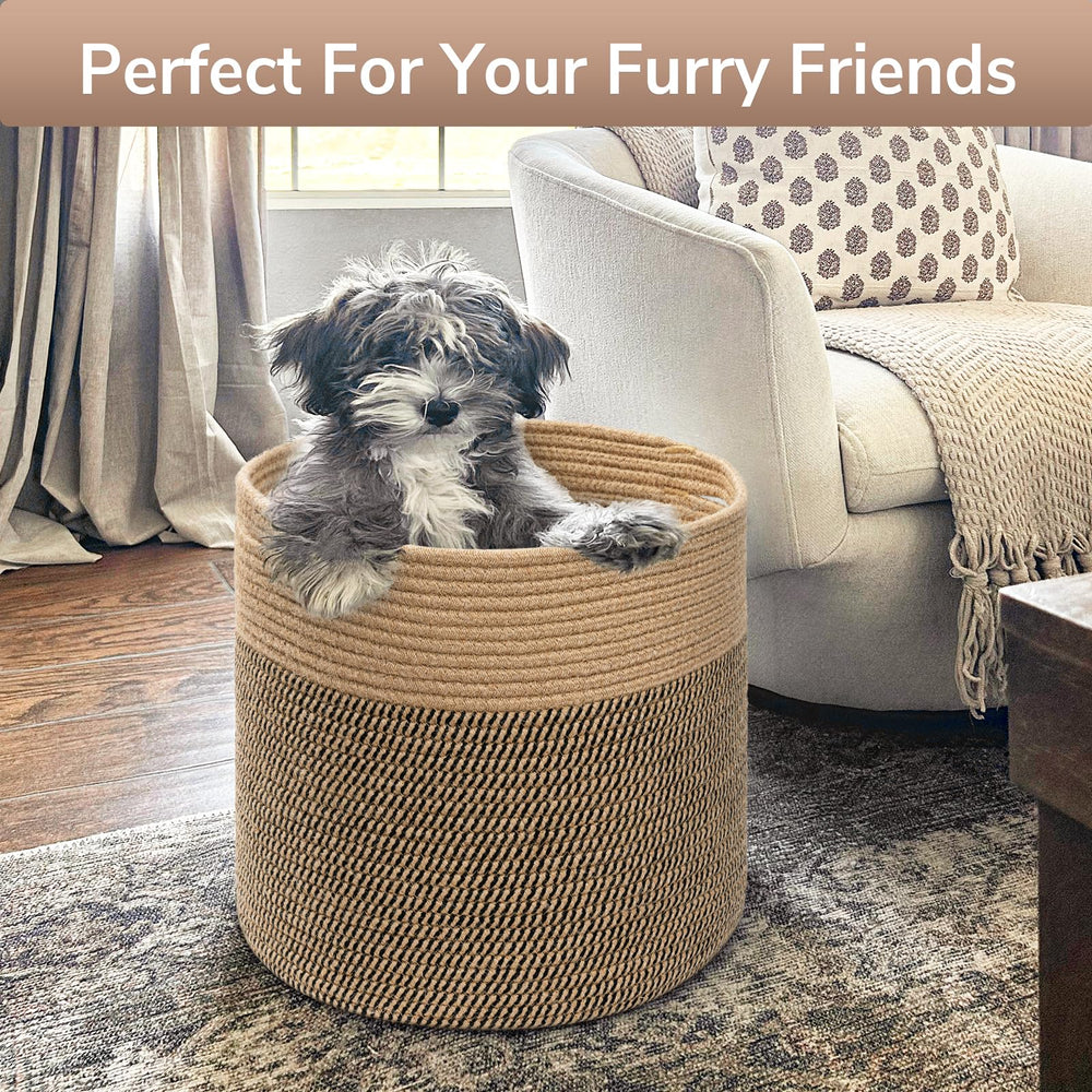 Goodpick cotton rope basket laundry bin offers large capacity for linens