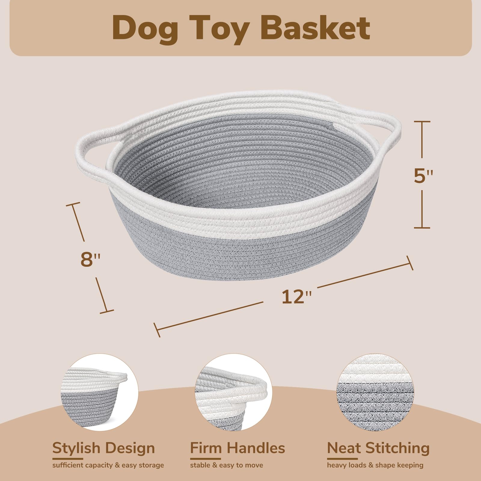 Goodpick cotton rope basket nursery gray; soft, durable storage for toys and clothes.