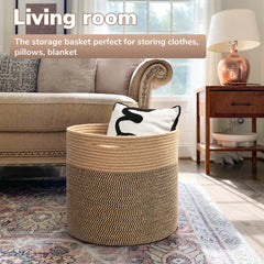 Goodpick large cotton rope basket nursery use demonstrates safe, gentle toy storage