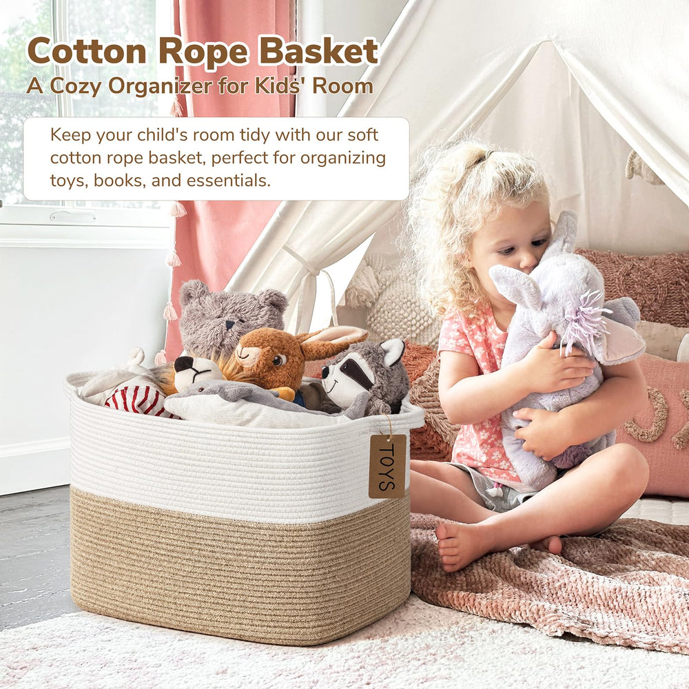 Goodpick cotton rope toy basket for easy kids' toy storage.