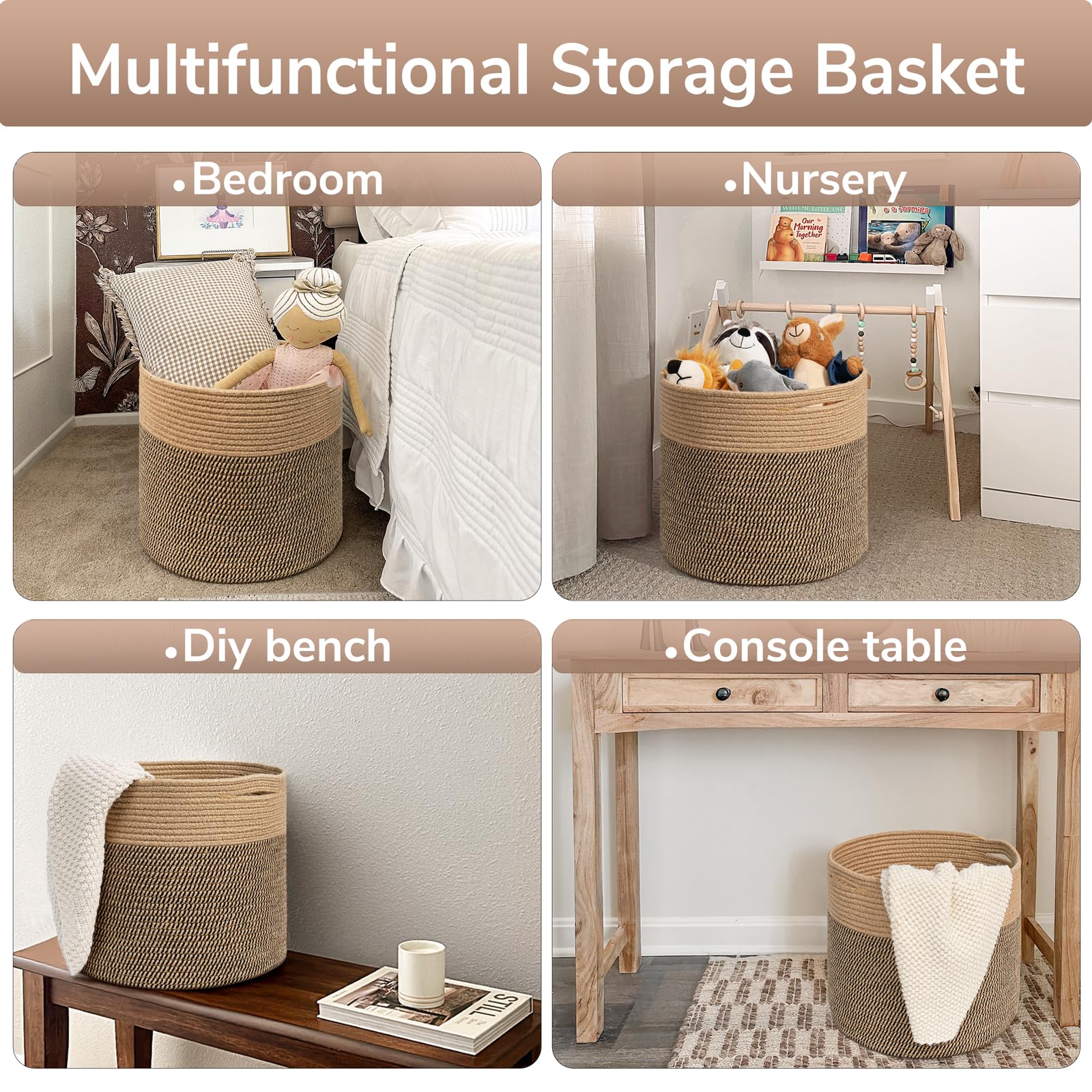 Goodpick cotton rope basket toy storage keeps kid space organized