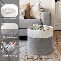 Goodpick cotton rope storage basket with towels inside, durable organization.