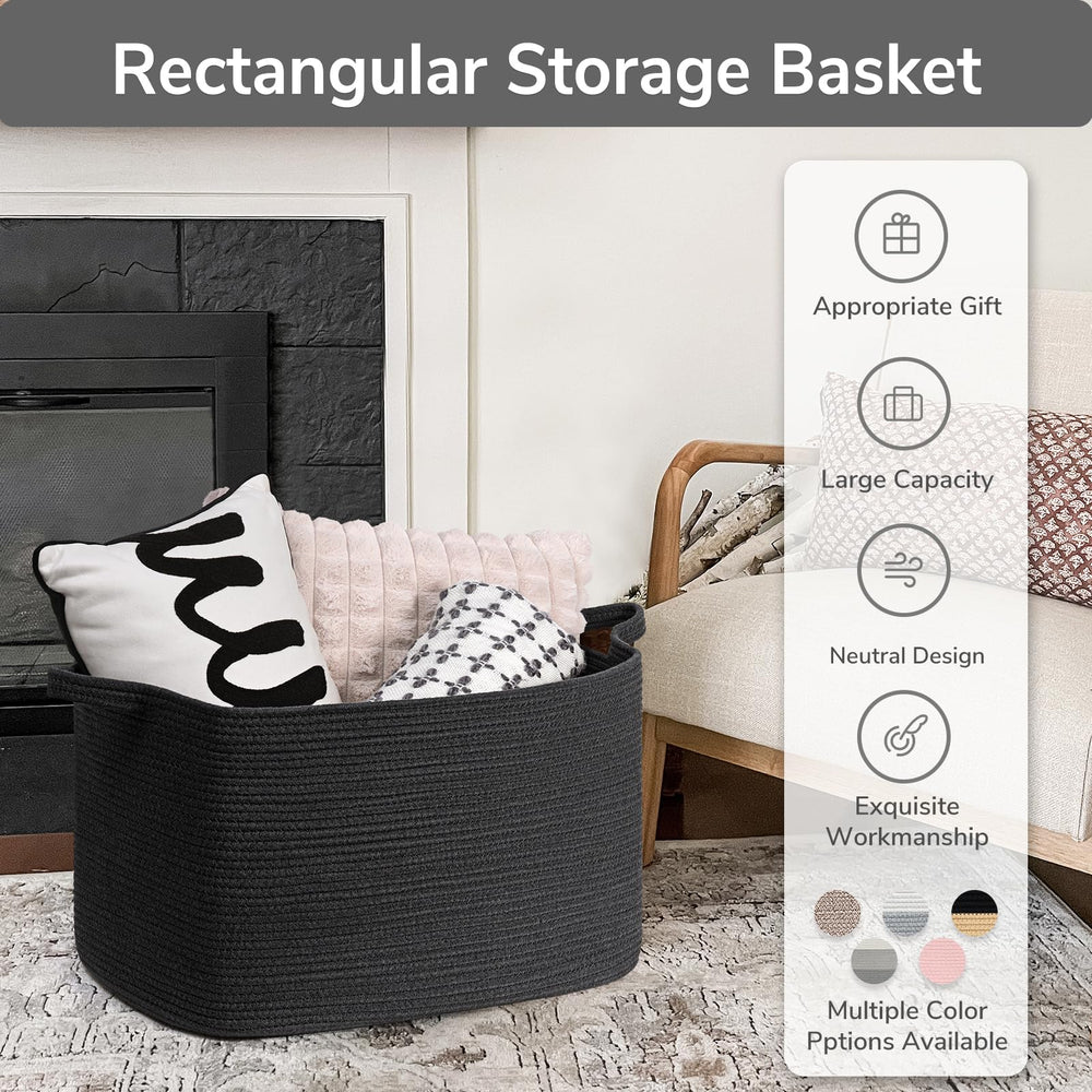 Goodpick extra large storage basket black texture detail emphasizes modern woven design