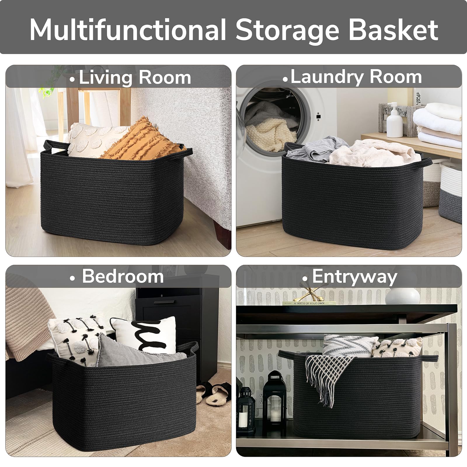 Goodpick extra large storage basket folded-to-shape demonstrates quick recovery with towels or clothes