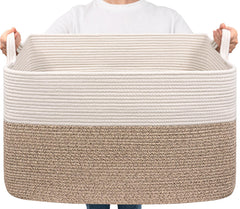 Goodpick extra large woven blanket basket for living room storage of blankets and pillows.