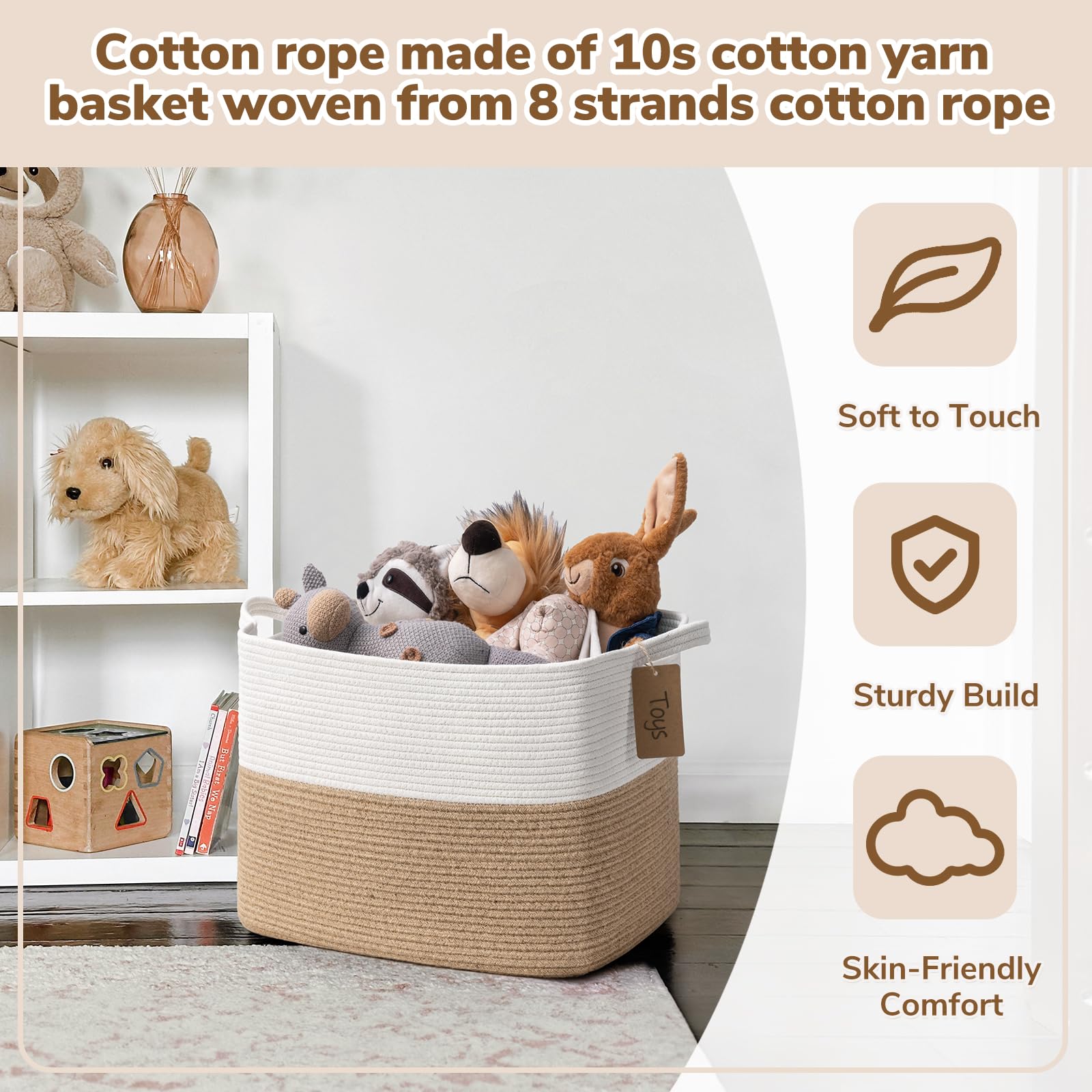 Goodpick labeled storage basket helps identify contents at a glance.