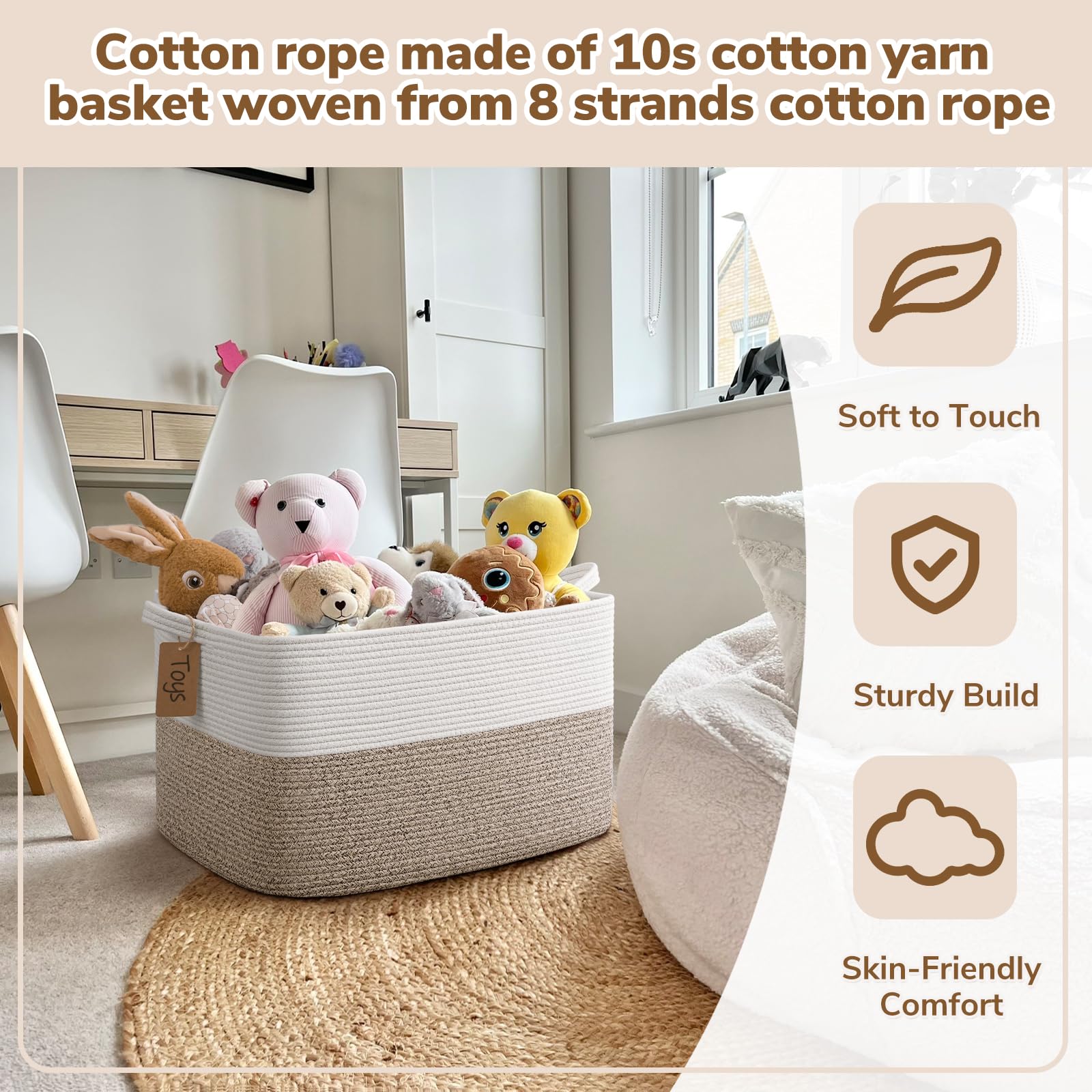 Goodpick storage basket with labels organizes categories at a glance