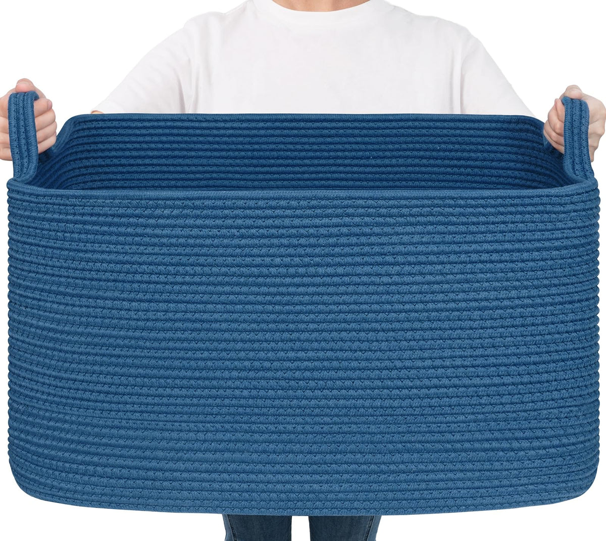 Goodpick large blanket basket front view showing spacious blanket storage
