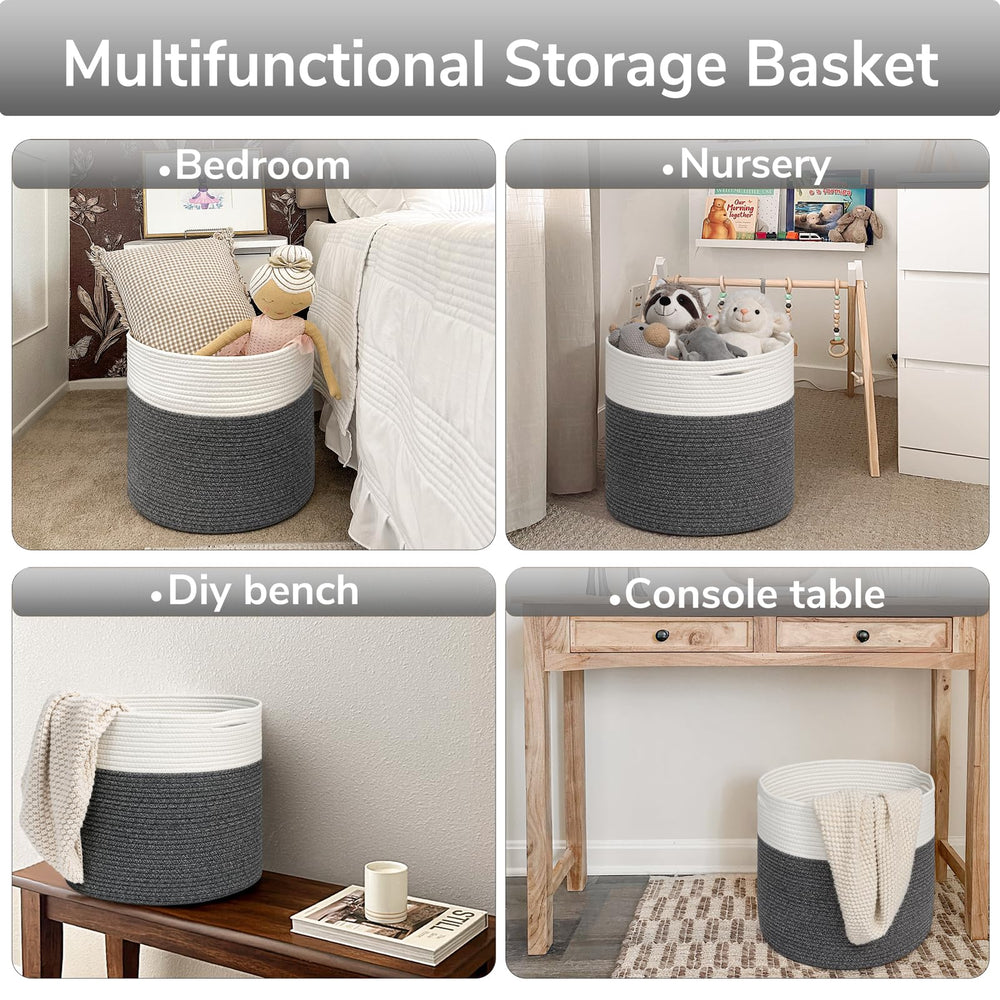 Goodpick Large Cotton Rope Basket rope weave detail emphasizes sturdy, plush material for daily items.
