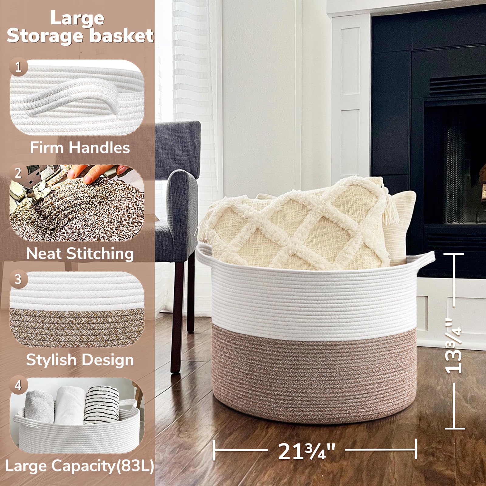 Goodpick large storage basket blanket storage in use with blankets and toys