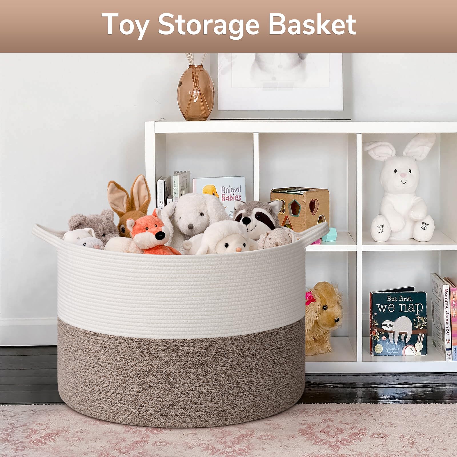Goodpick large storage basket with two handles for easy transport.