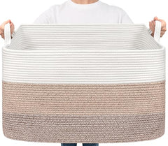 Goodpick large woven basket front view for tidy nursery storage and toy organization