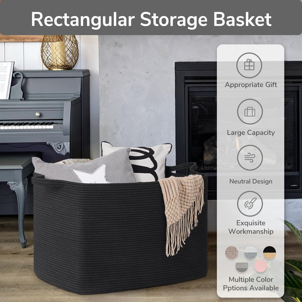 Goodpick Large Woven Basket showing shape recovery after filling.