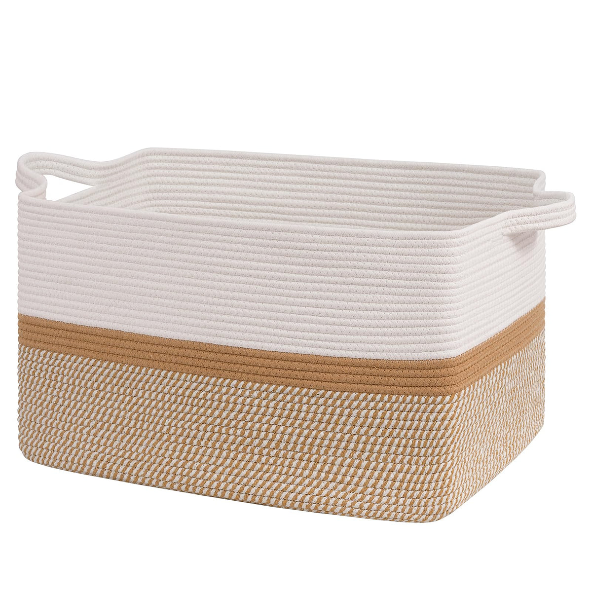 Goodpick large woven blanket basket neatly holds blankets for organized living room storage.