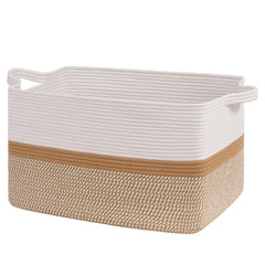 Goodpick large woven blanket basket neatly holds blankets for organized living room storage.