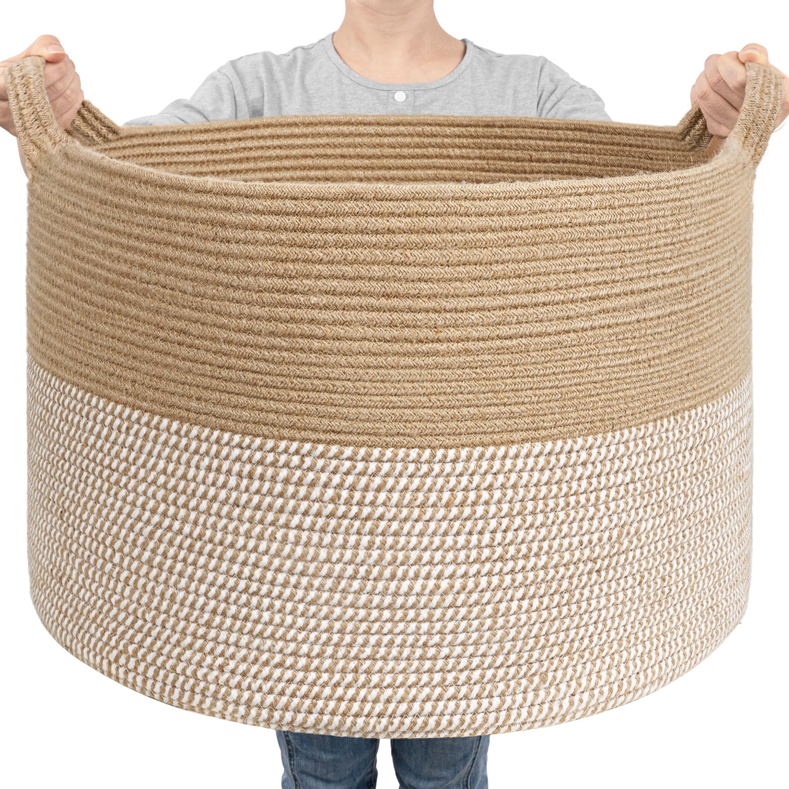 Goodpick large woven storage basket for blanket storage keeps blankets organized with chic decor