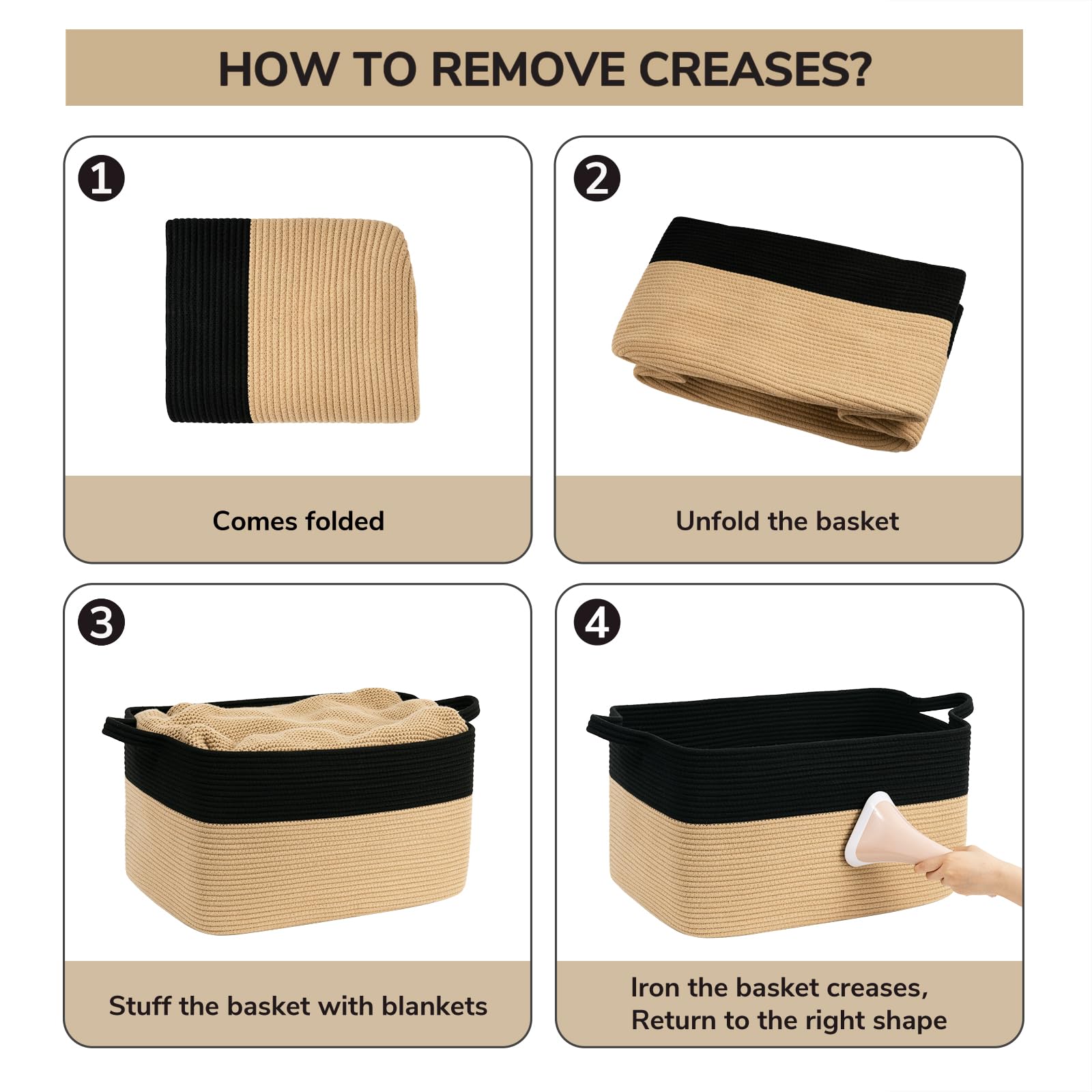Goodpick large basket folded flat for space-saving storage when not in use