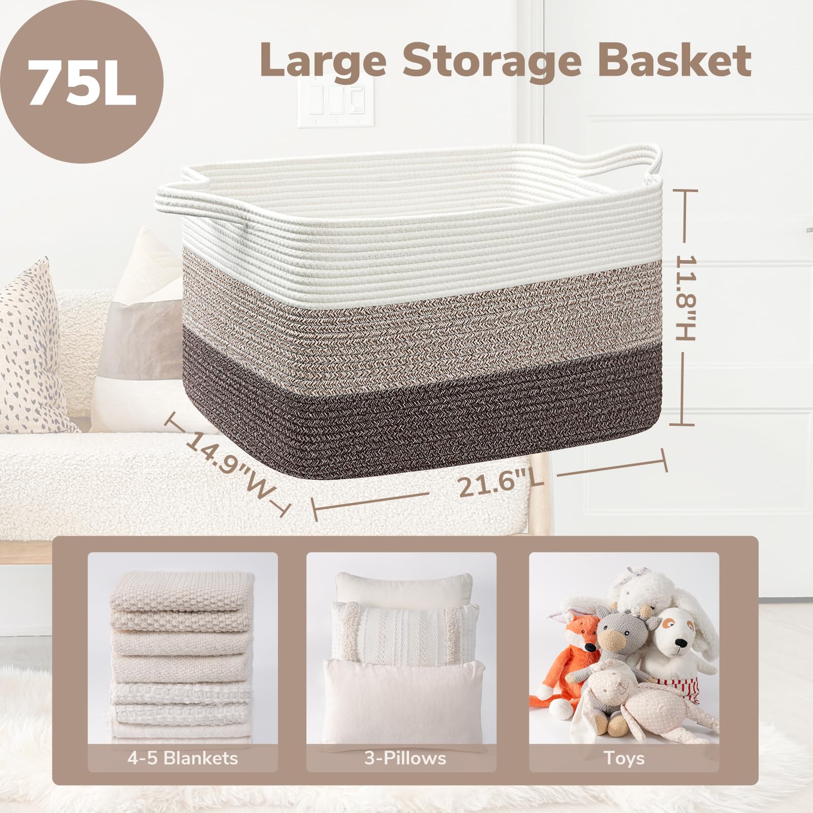 Goodpick basket with handles shown in use transporting toys between rooms