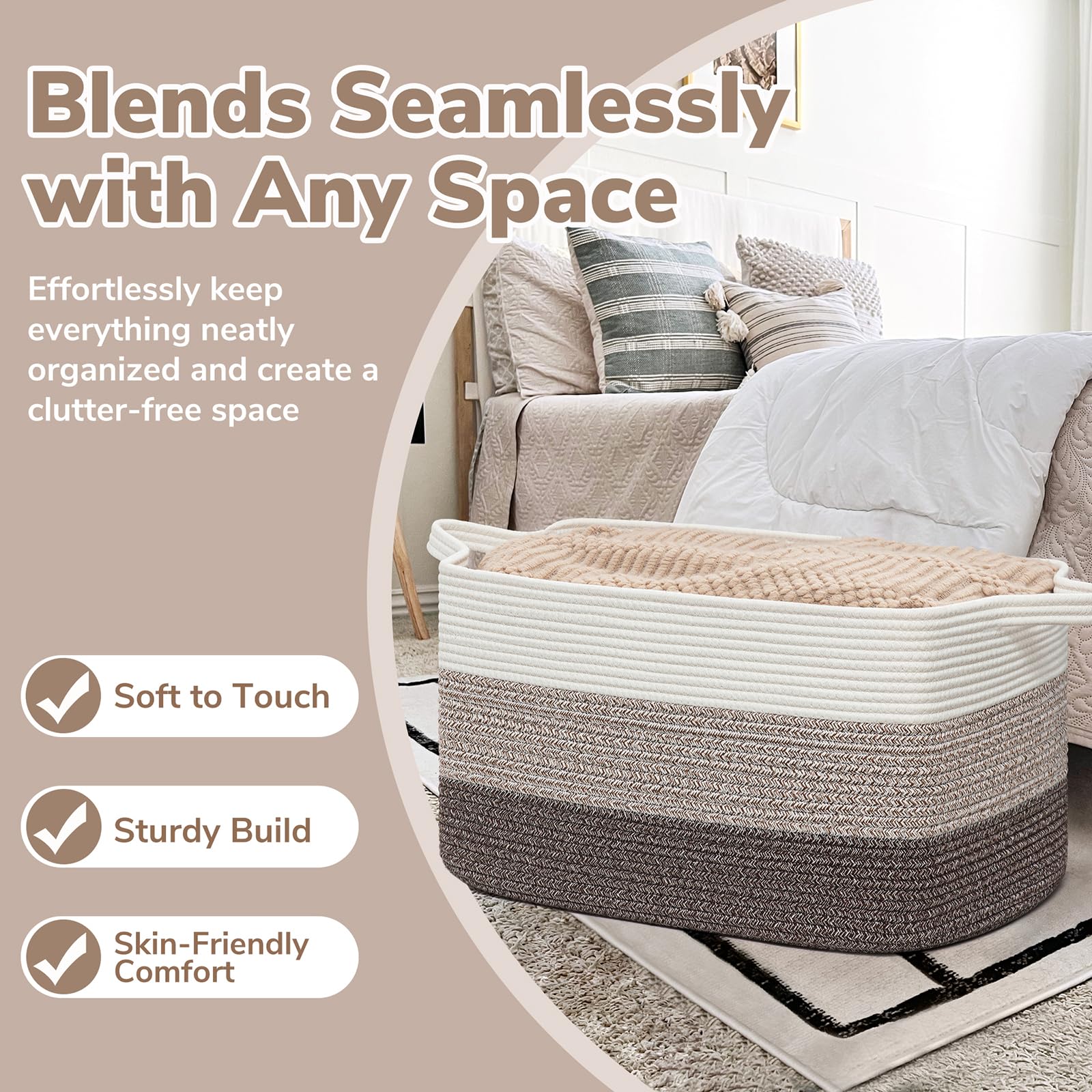 Goodpick neutral-toned basket blends with decor while concealing items stylishly