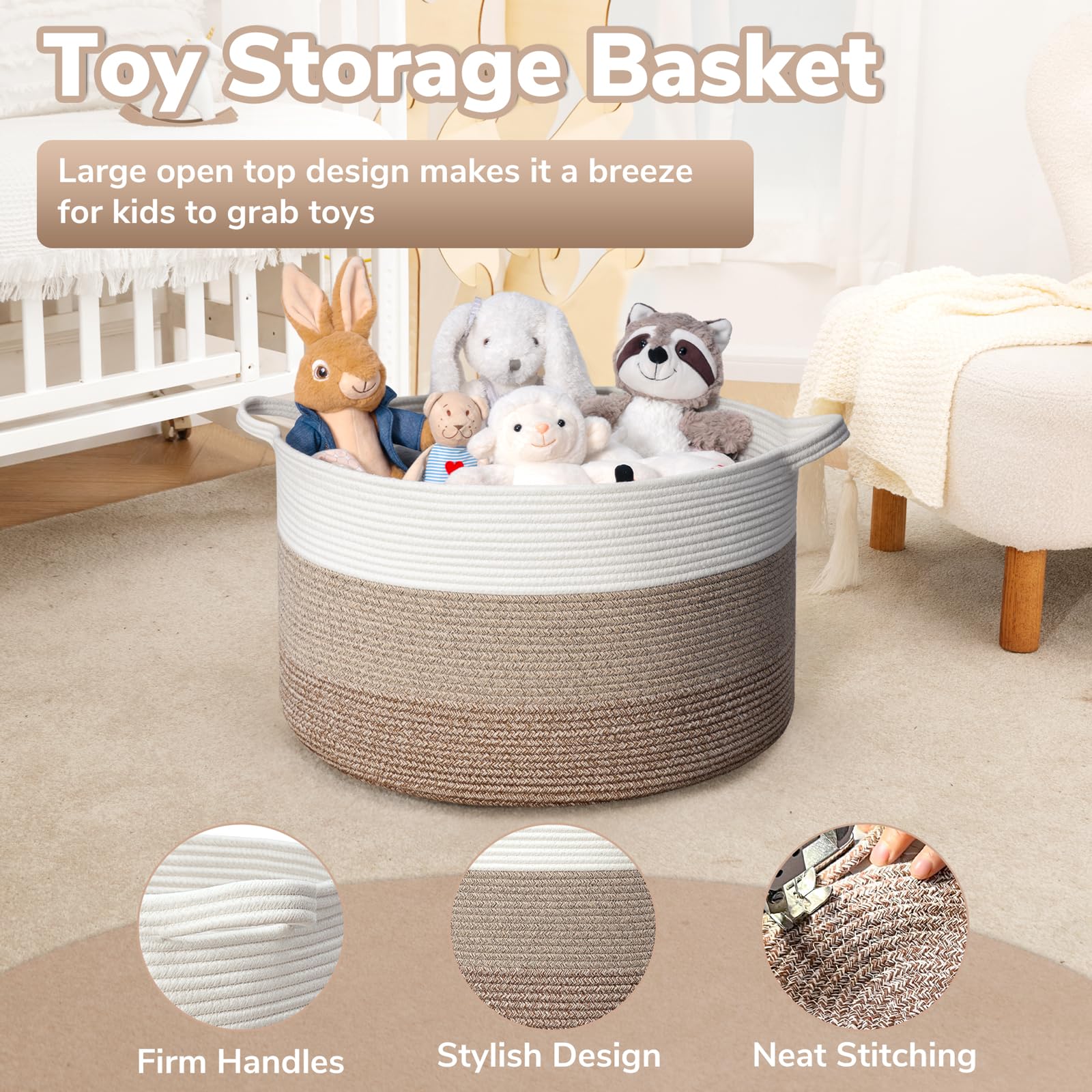 Goodpick laundry basket large-capacity supports blankets, toys, and laundry.
