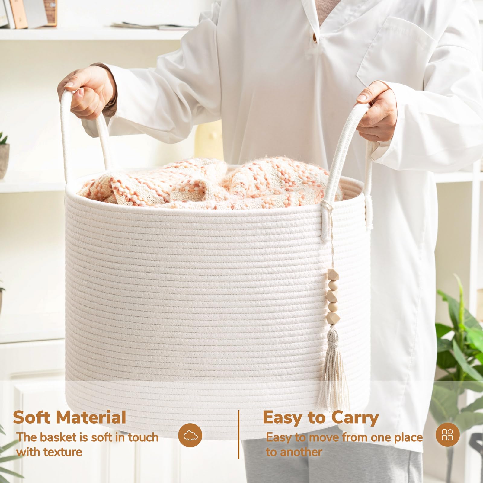 Goodpick laundry basket cotton rope close-up highlighting soft durable material.