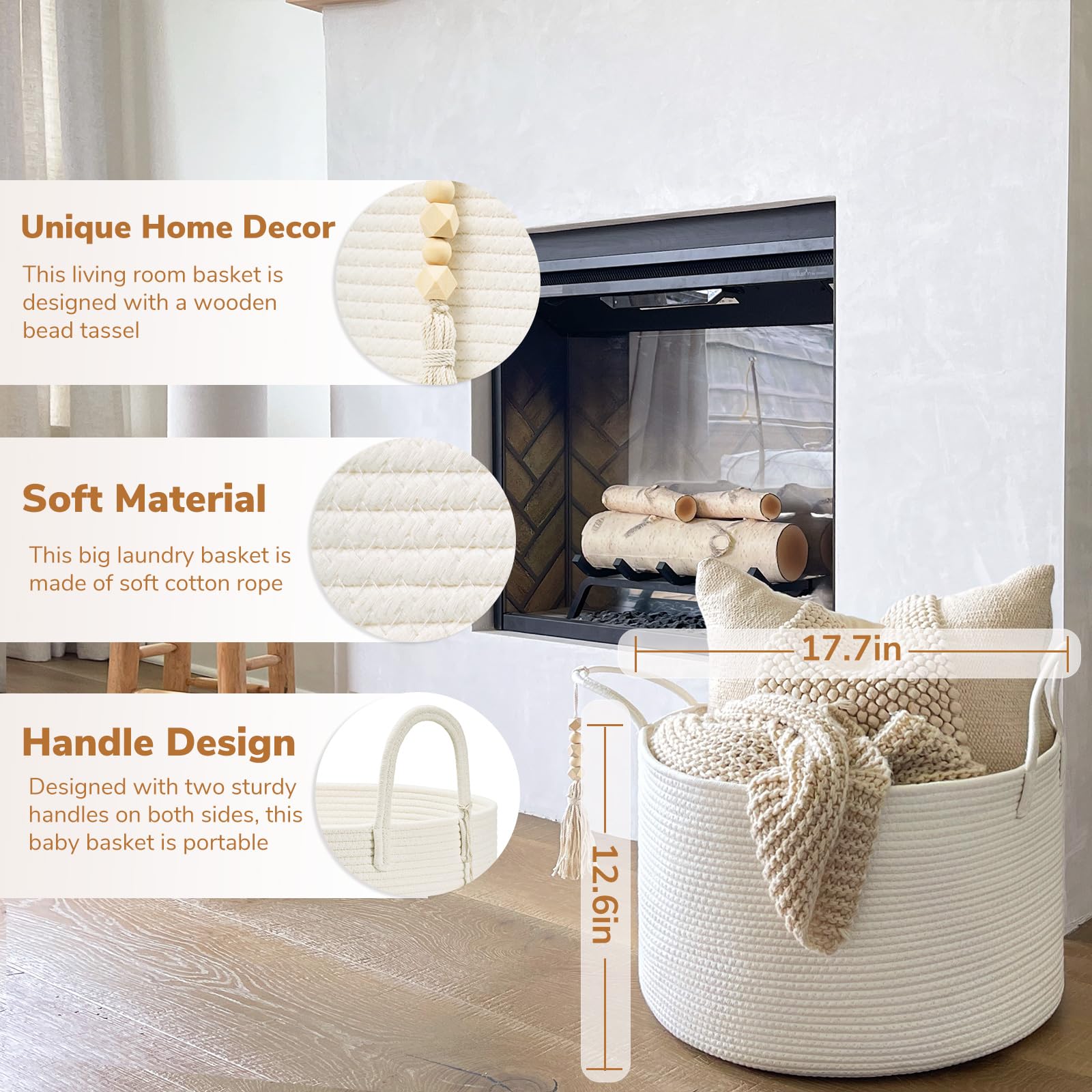 Goodpick laundry basket open top showing large capacity for blankets and toys.