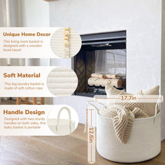Goodpick laundry basket open top showing large capacity for blankets and toys.