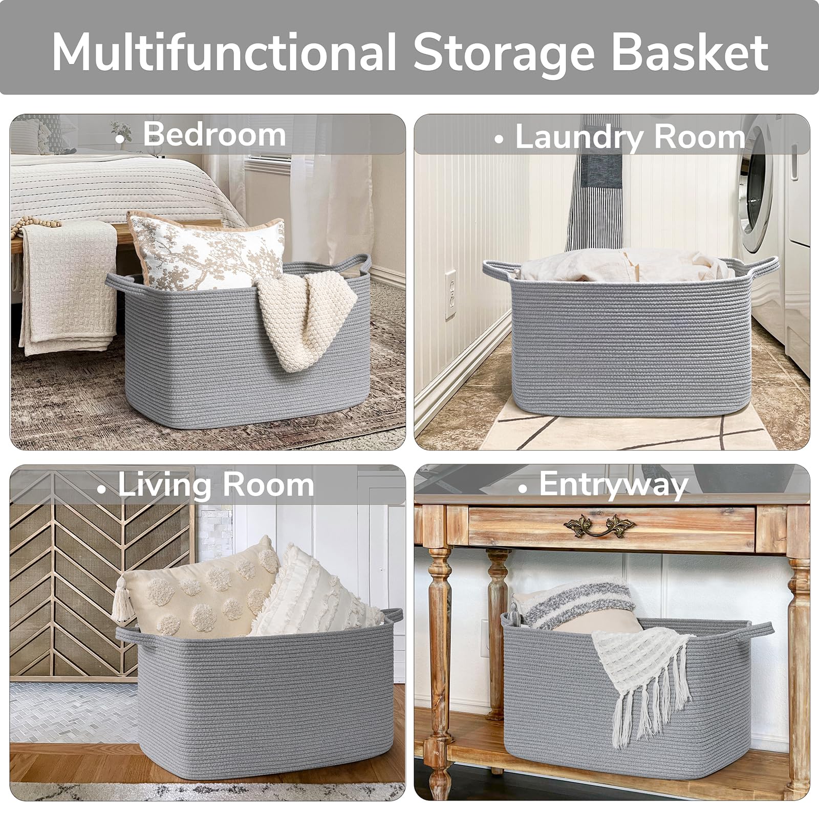 Goodpick laundry-hamper basket with handles facilitates moving dirty clothes around the house.