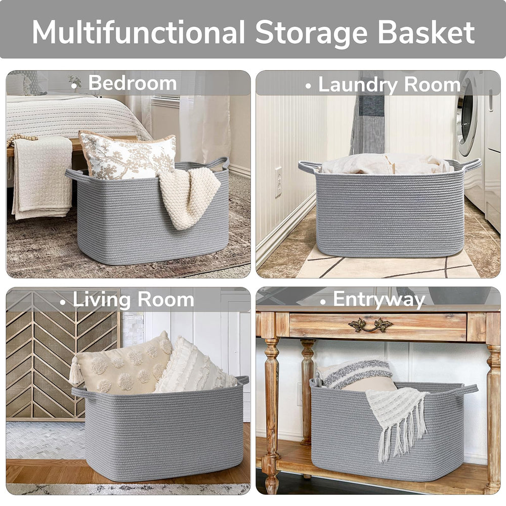 Goodpick laundry-hamper basket with handles facilitates moving dirty clothes around the house.