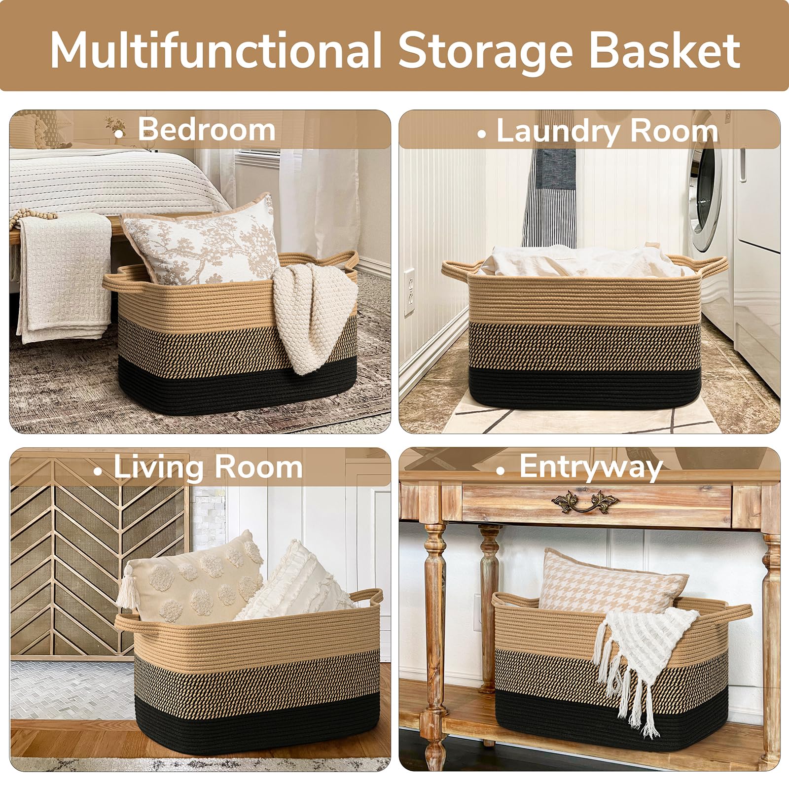 Goodpick versatile storage basket blends with decor while holding blankets, towels, or toys.