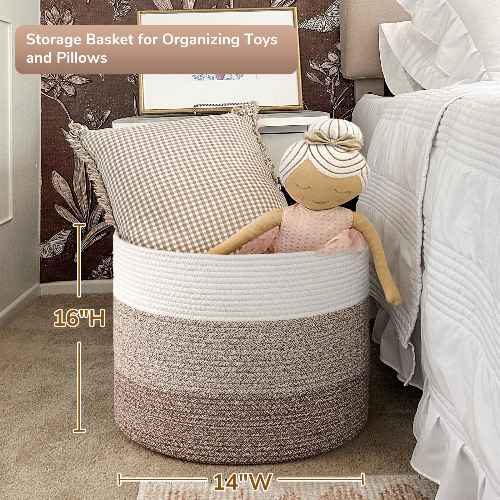 Goodpick neutral color basket adds elegant decor and hides clutter