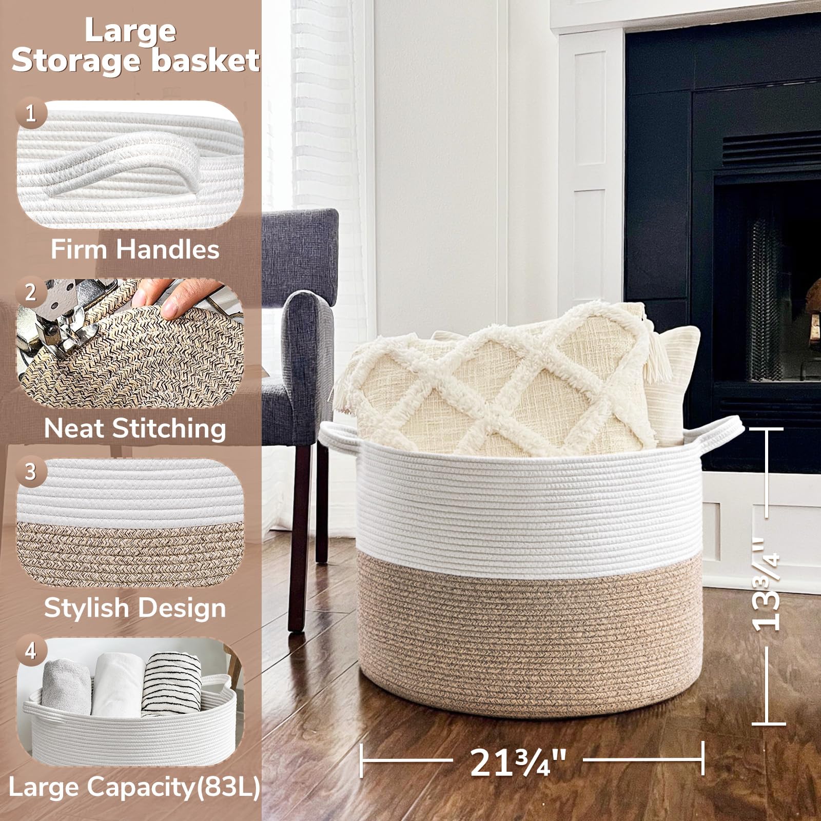 Goodpick neutral-design laundry bin complements modern décor and large-capacity laundry sorting.