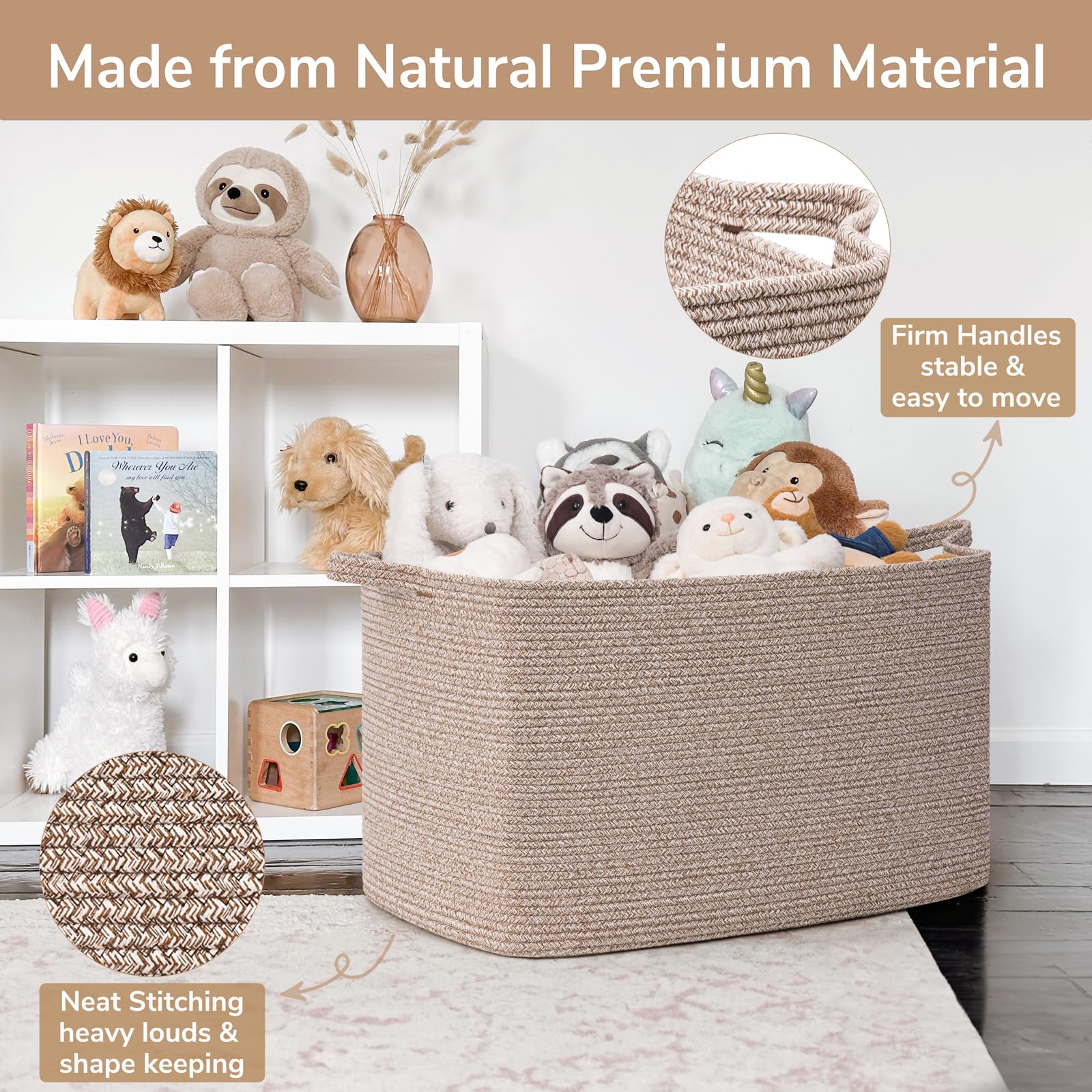 Goodpick nursery toy storage basket keeping plush toys tidy and reachable.