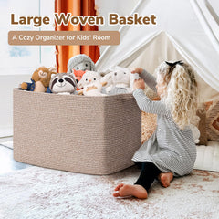 Goodpick rectangle cotton rope basket texture close-up showing soft, durable weave.