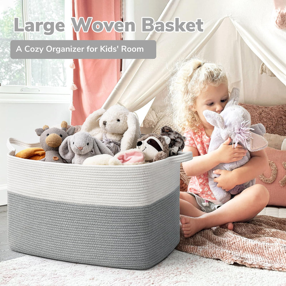 Goodpick rectangle rope basket with woven design for clutter-free bedrooms.