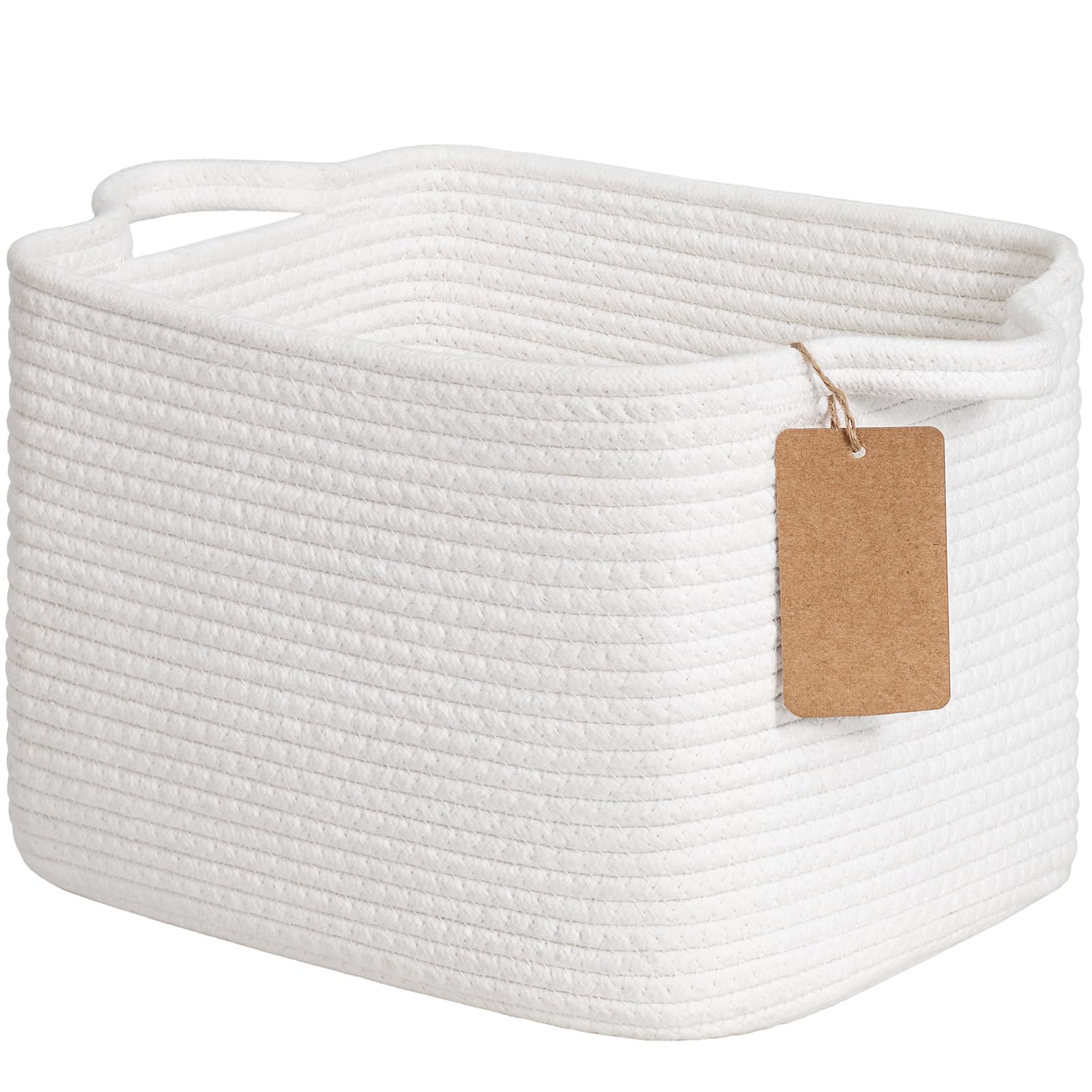 Goodpick rope basket front view shows roomy storage on a shelf.