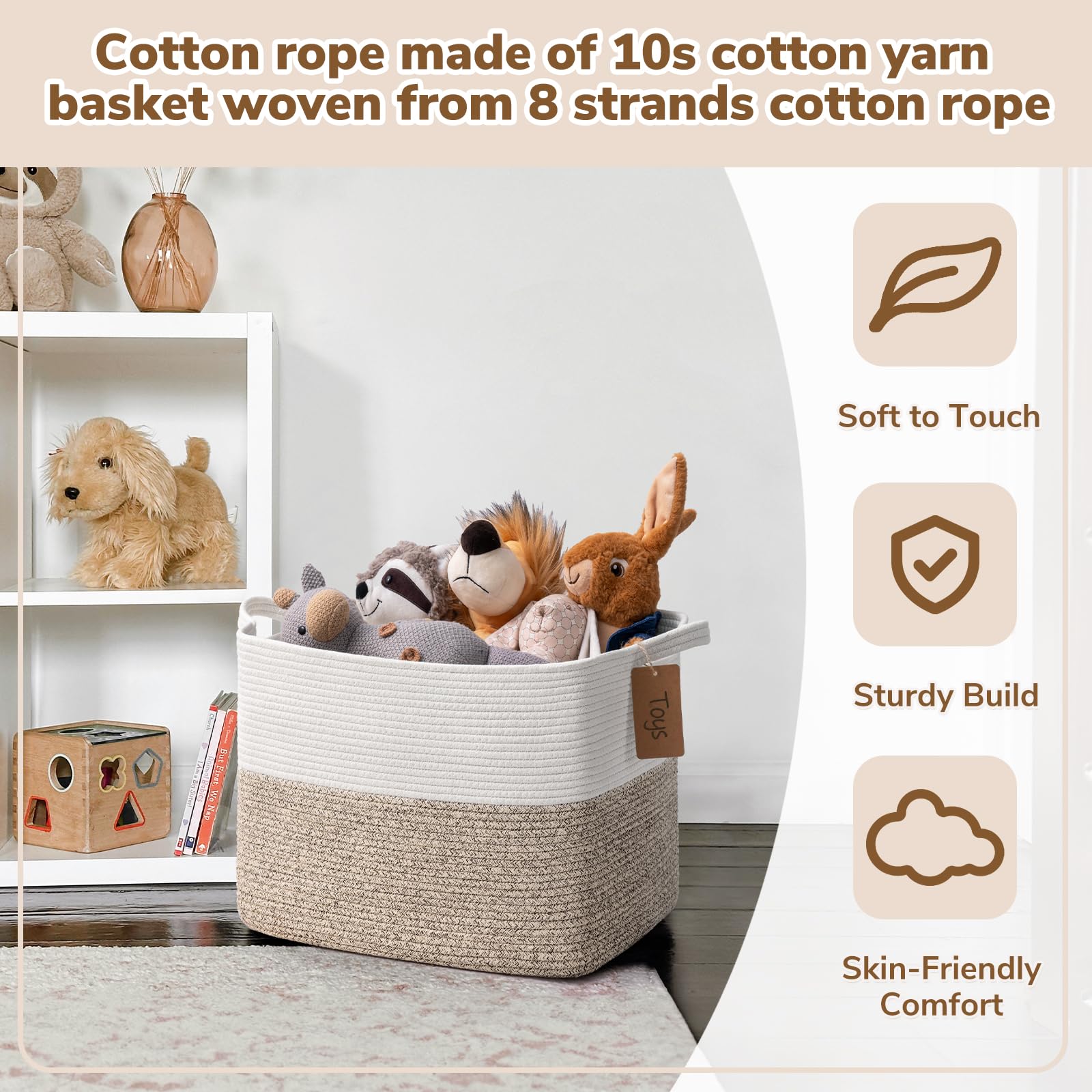 Goodpick towel or toy basket supports safe, pet- and baby-friendly storage