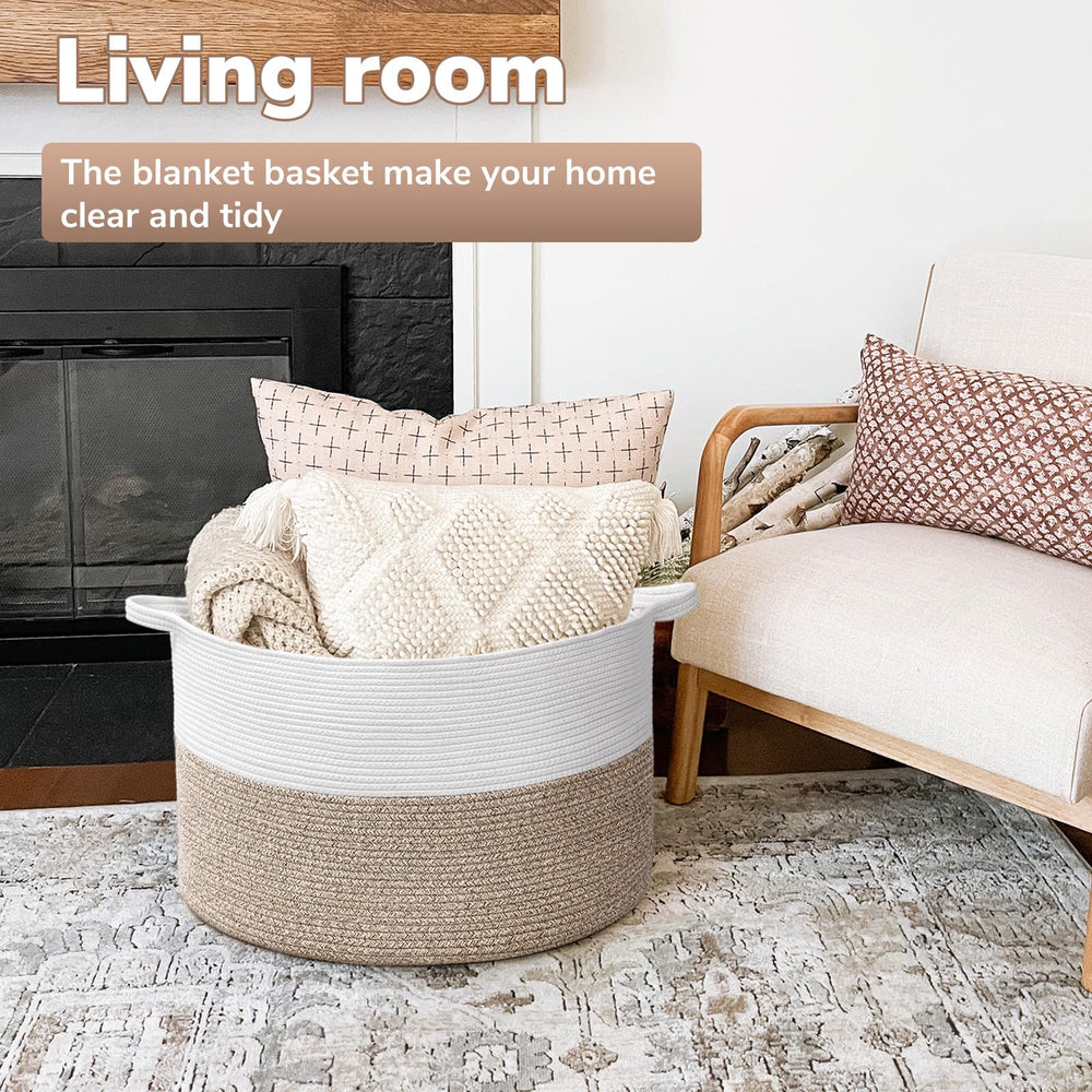 Goodpick rope basket handles close-up showing sturdy grip for portable laundry and toy storage.