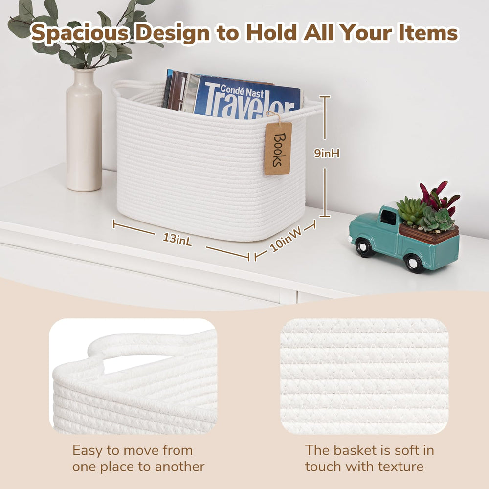 Goodpick rope basket handles provide easy lifting from shelves.