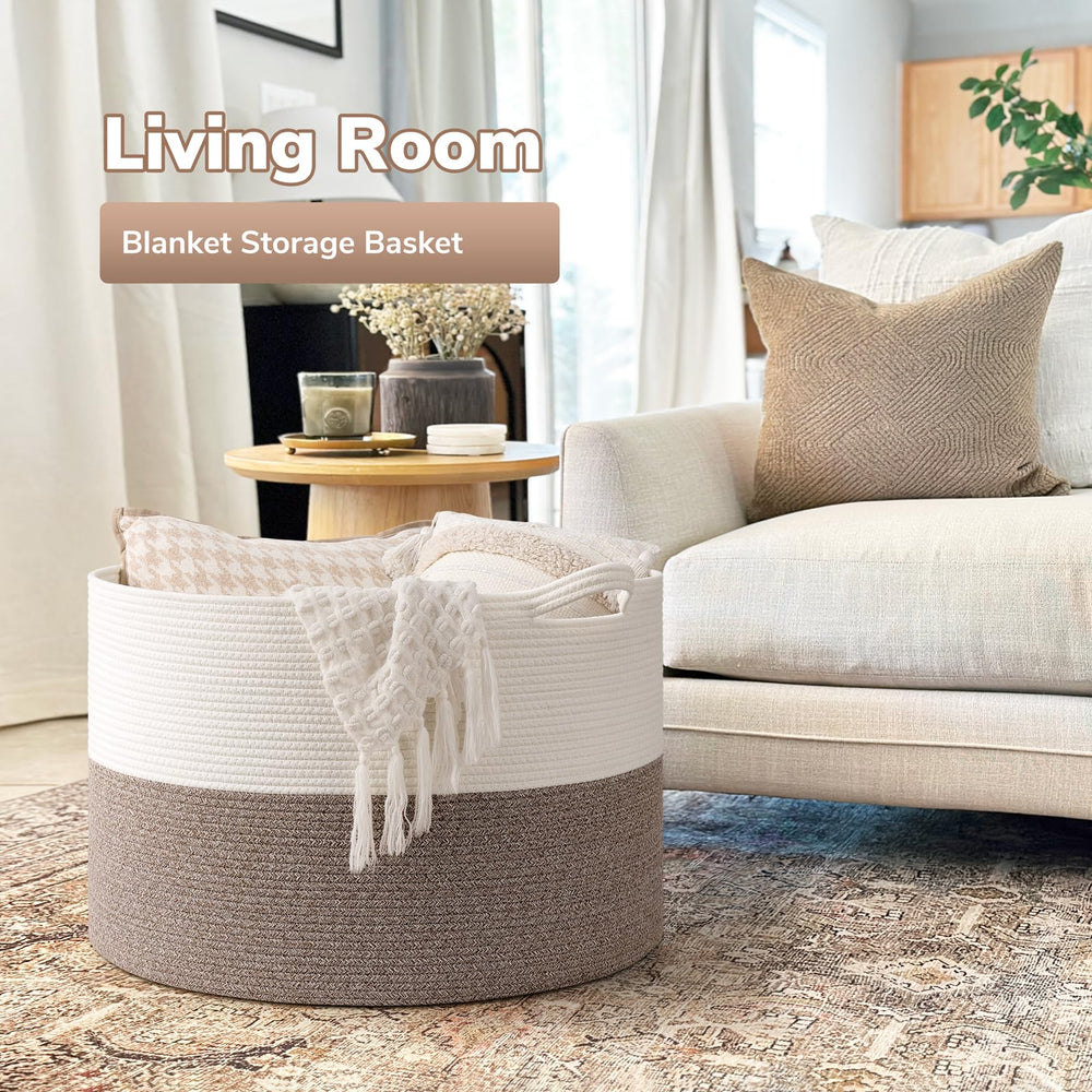 Goodpick rope basket in neutral color ready to organize toys.