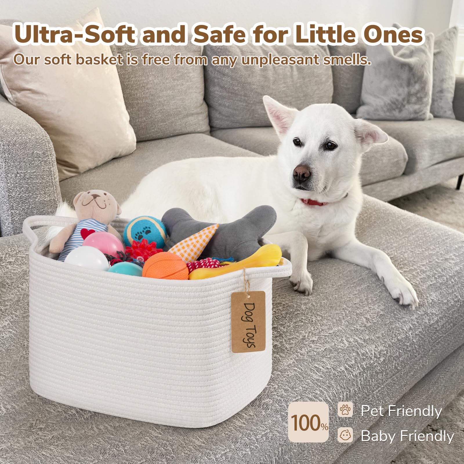 Goodpick rope basket on shelf demonstrates tidy storage and decor.