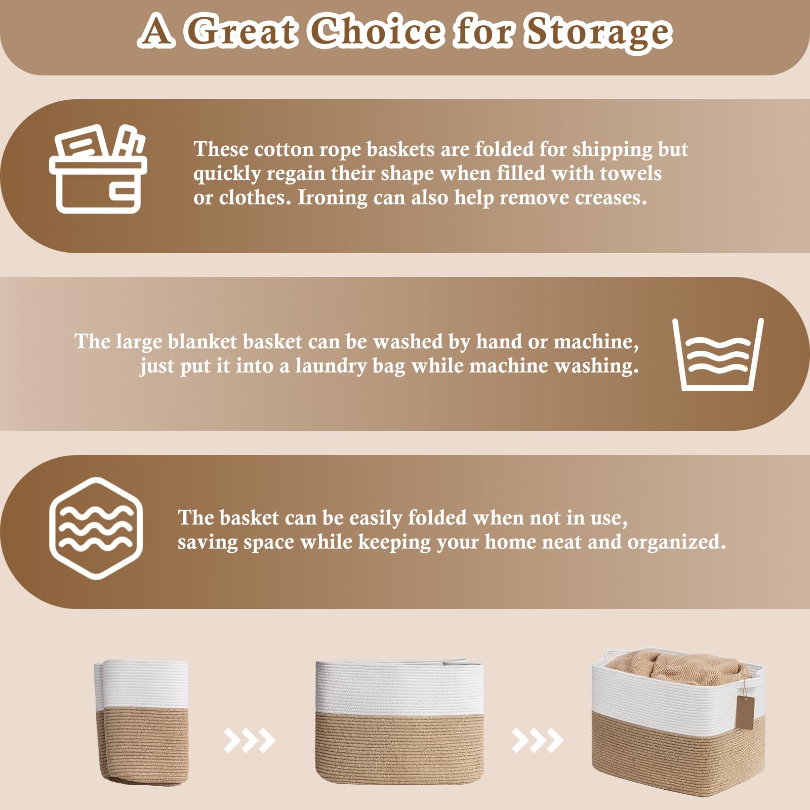 Goodpick rope basket with portable design for easy room-to-room organization.