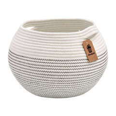 Goodpick round storage basket in white outer view adds tidy, decorative storage to rooms.