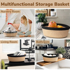 Goodpick small woven basket bathroom towels setup adds tidy organization.