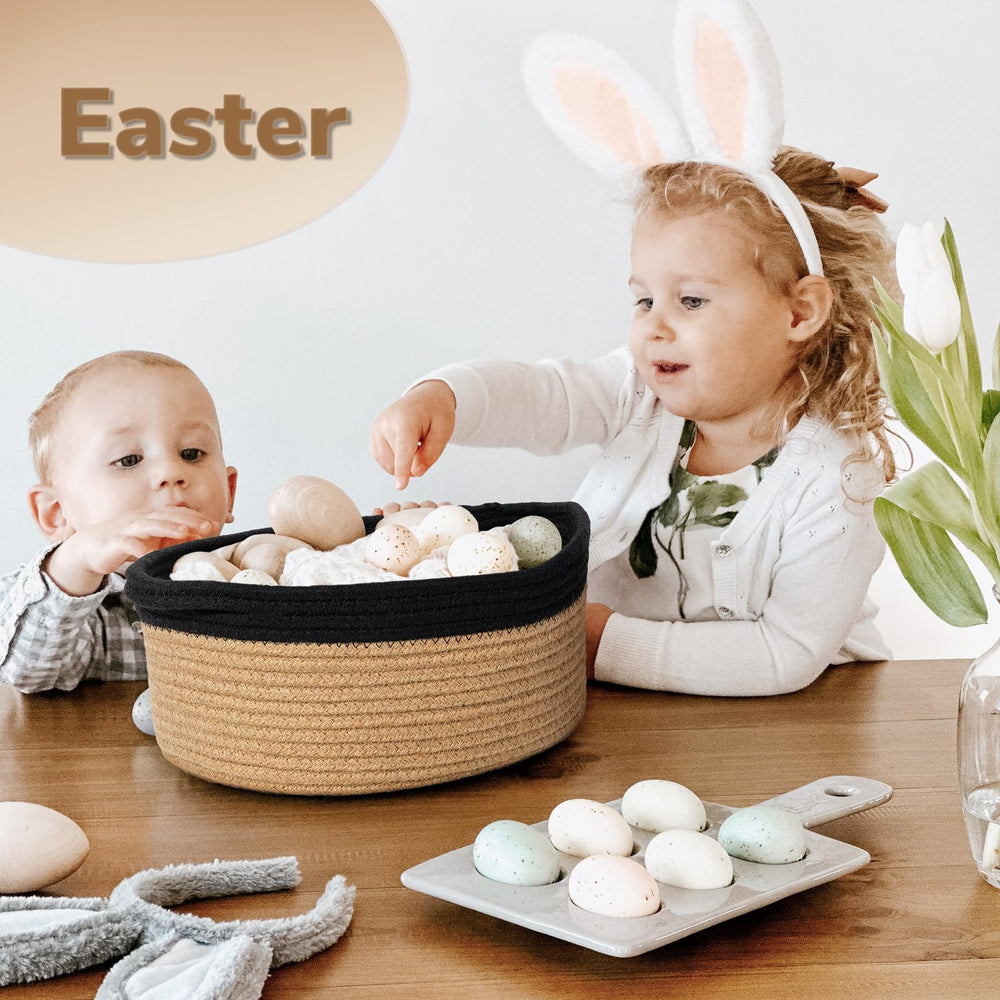 Goodpick small woven basket collapsible design simplifies storage when not in use.