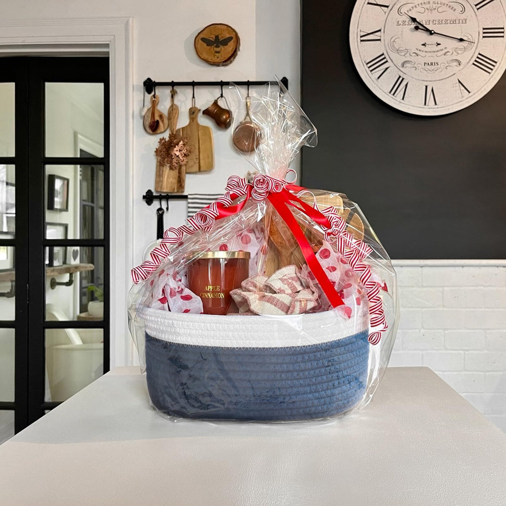 Goodpick small woven basket in kitchen organizing bottles and cans for easy access